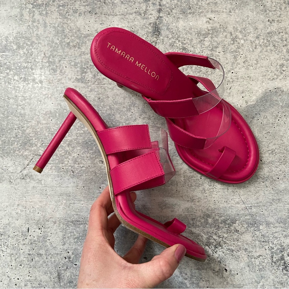 Tamara Mellon Borderline PVC Strap Mule Heels 39.5